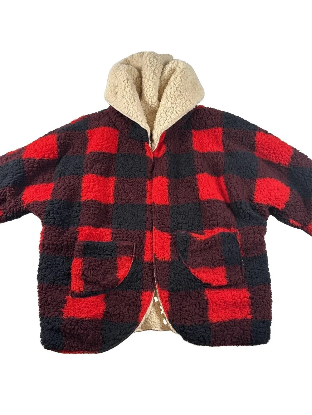 SweetRain Fleece Hooded Jacket Plaid Sz S Pre Owned Very Clean
